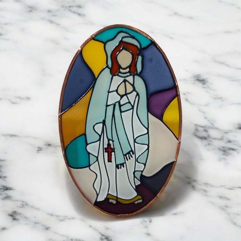 Roman Inc. Stained Glass Madonna Tea Light Holder